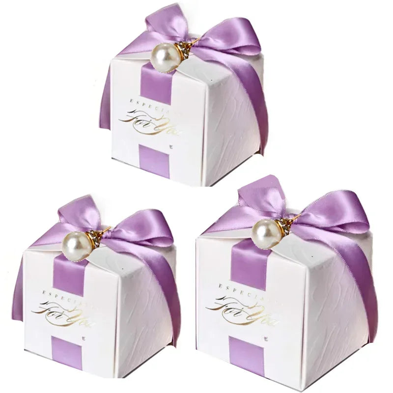 Wedding Favors Gift Box With Ribbon,Candy Chocolate Gift Boxes Souvenirs packing For Baby Shower Birthday Event Party Supplies