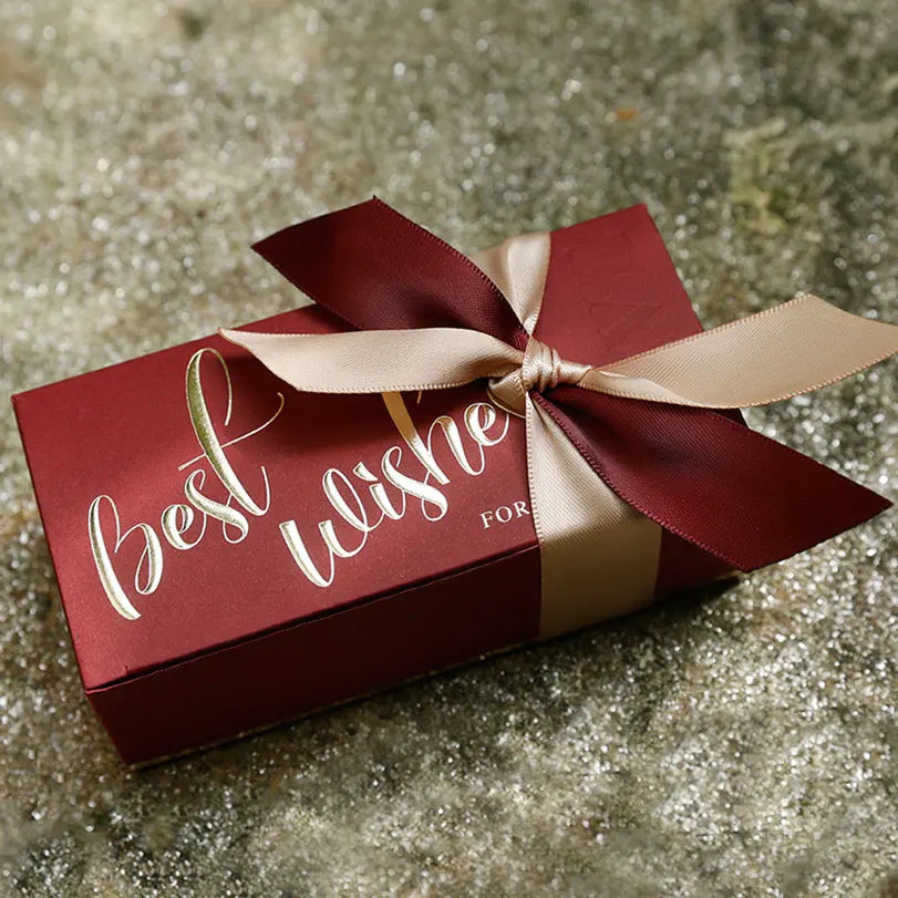 Wedding Favors Boxes Candy Gift Boxes with Creative Ribbon Rectangle Paper Sweets Box for Engagement Birthday Party Anniverary
