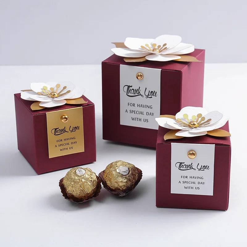 Creative Flower Square Wedding Candy Box Exquisite Little Flower Chocolate Box Holiday Party Banquet Anniversary Gift Box