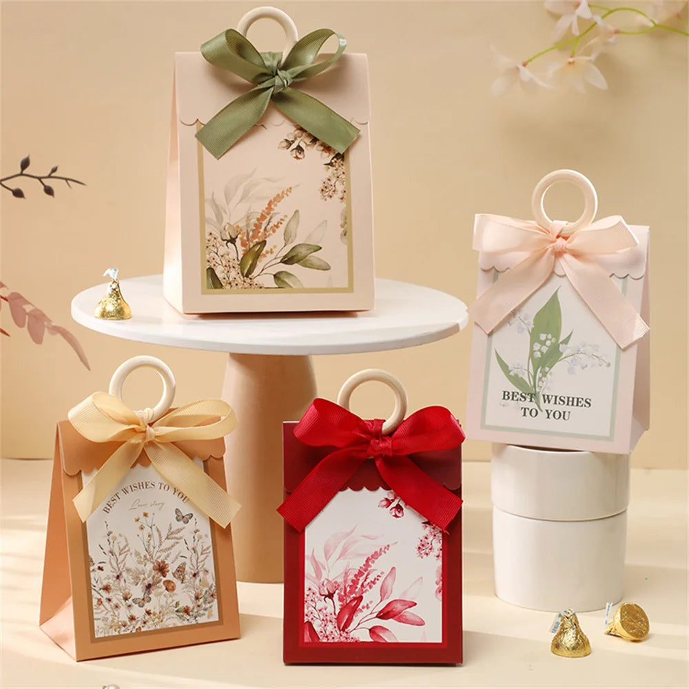 Gift Box Flower Boxes for Wedding Candy Paper Bags Bonbons Verpakking Baby Shower Party Favors Wedding Gifts for Guests