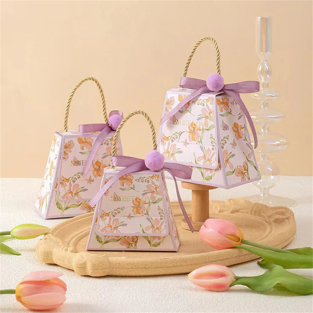 Gift Box Flower Boxes for Wedding Candy Paper Bags Bonbons Verpakking Baby Shower Party Favors Wedding Gifts for Guests
