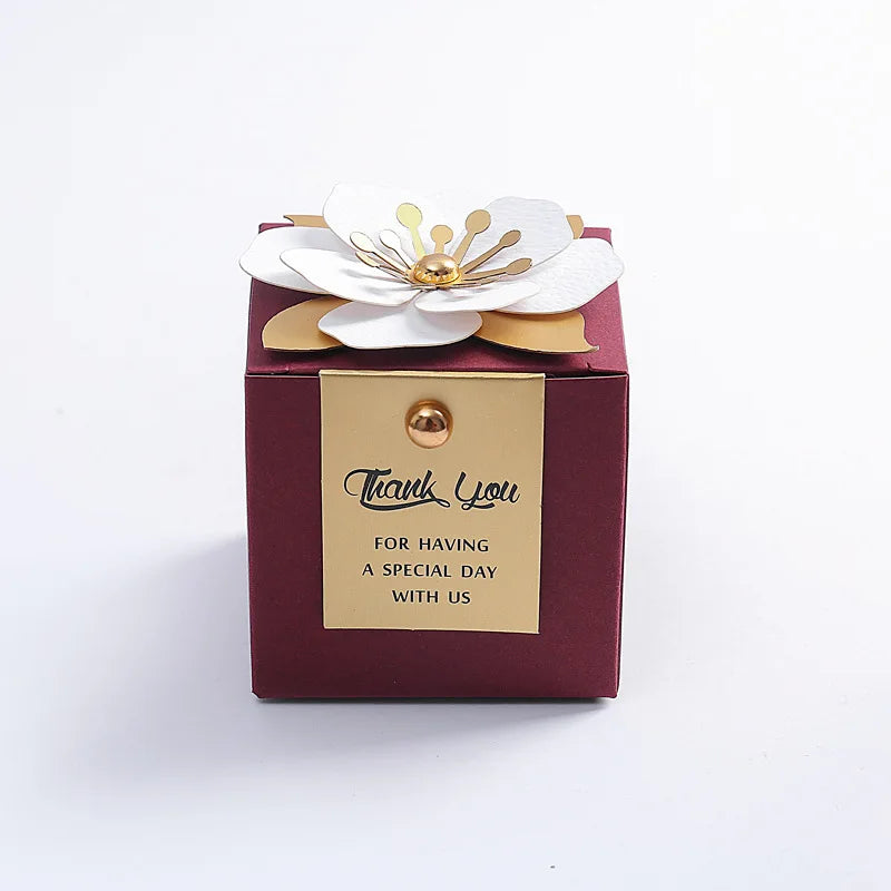 Creative Flower Square Wedding Candy Box Exquisite Little Flower Chocolate Box Holiday Party Banquet Anniversary Gift Box