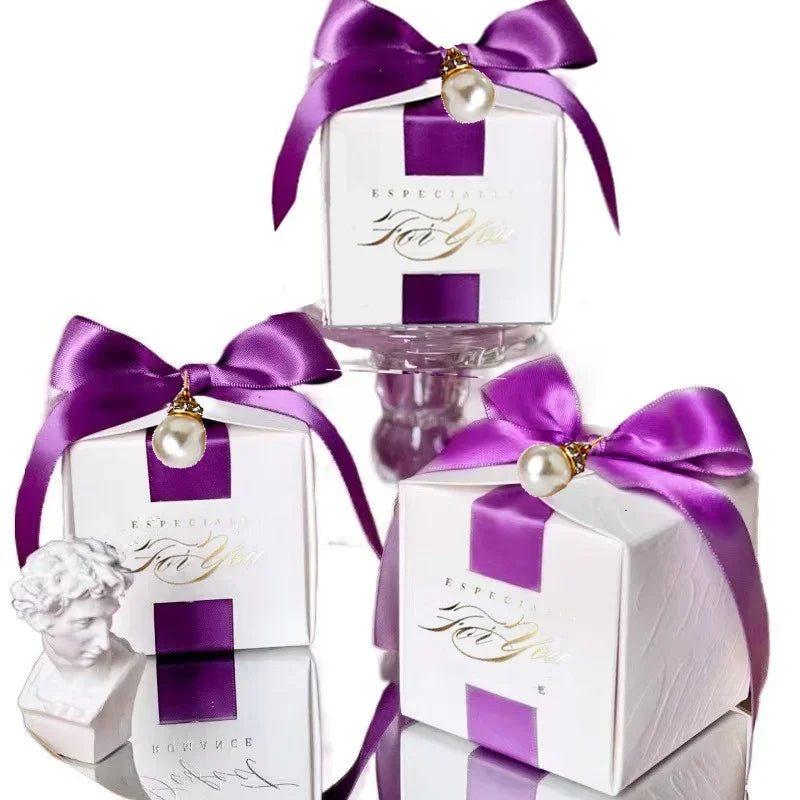 Wedding Favors Gift Box With Ribbon,Candy Chocolate Gift Boxes Souvenirs packing For Baby Shower Birthday Event Party Supplies