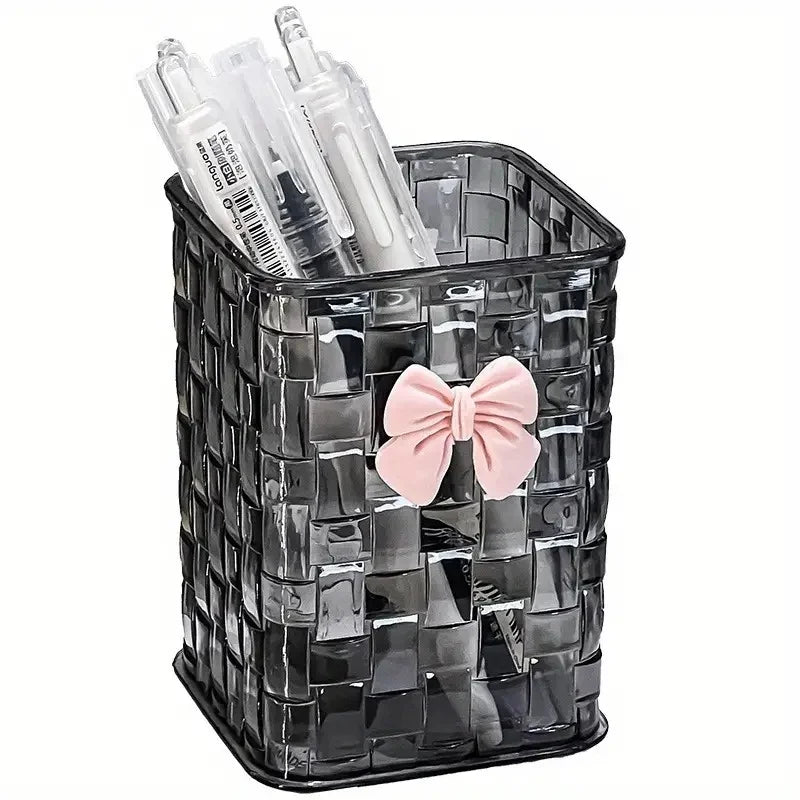 Clear Acrylic Desk Organizer with Bow Accent