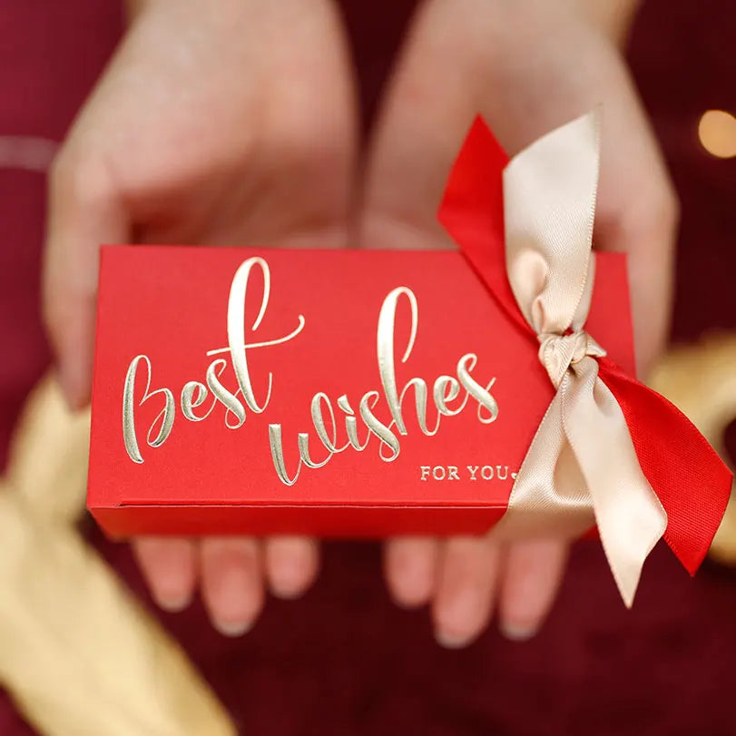 Wedding Favors Boxes Candy Gift Boxes with Creative Ribbon Rectangle Paper Sweets Box for Engagement Birthday Party Anniverary