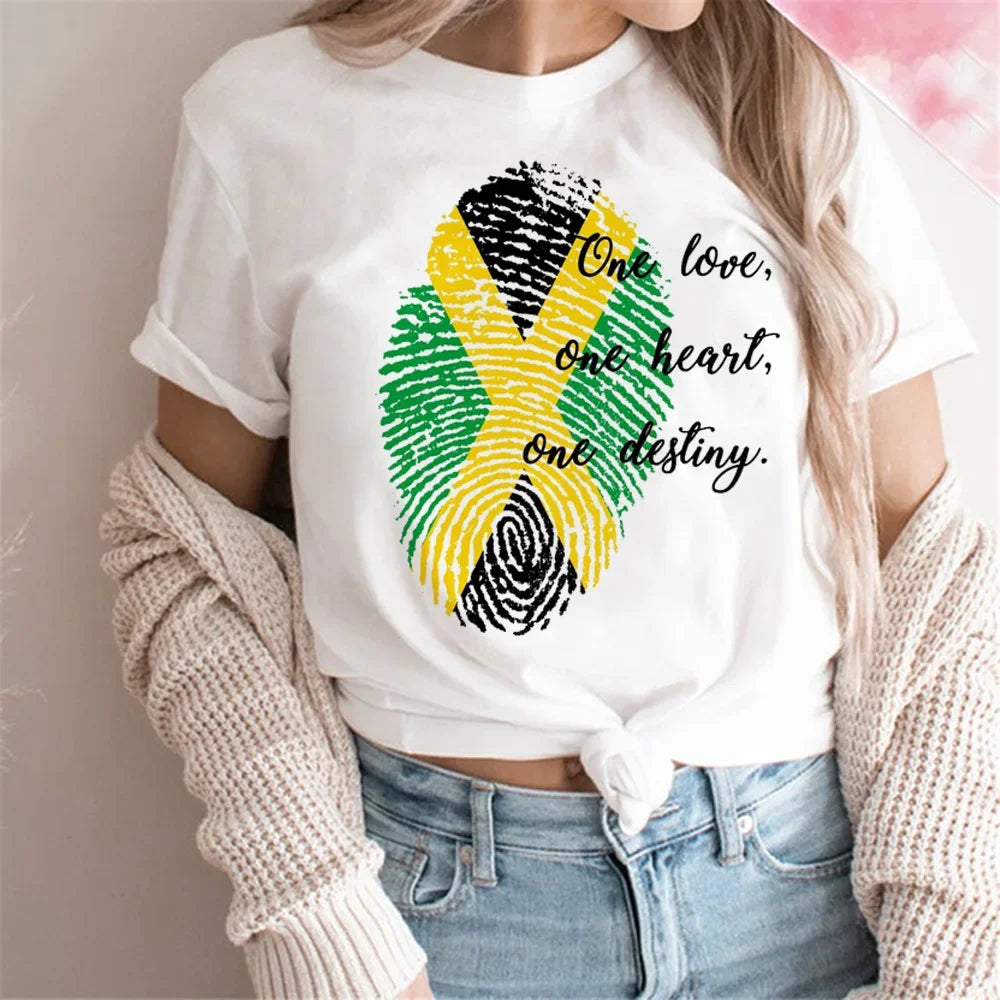 Jamaica t-shirts women graphic Y2K designer t shirt girl manga clothes