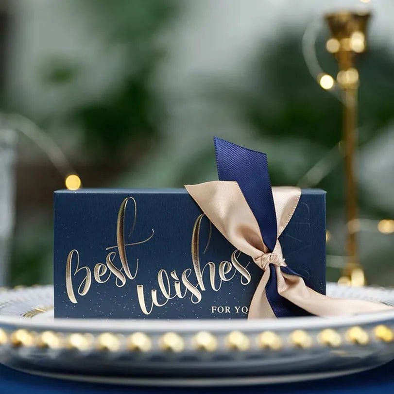 Wedding Favors Boxes Candy Gift Boxes with Creative Ribbon Rectangle Paper Sweets Box for Engagement Birthday Party Anniverary