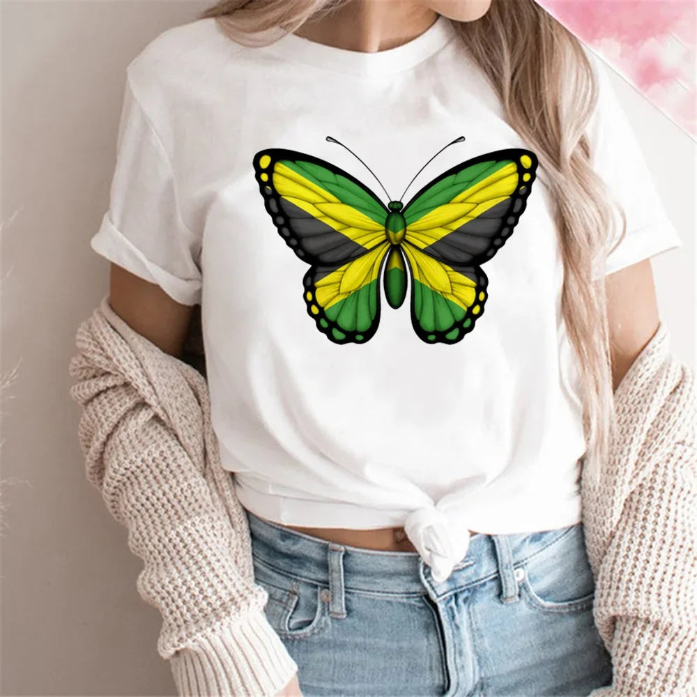 Jamaica t-shirts women graphic Y2K designer t shirt girl manga clothes