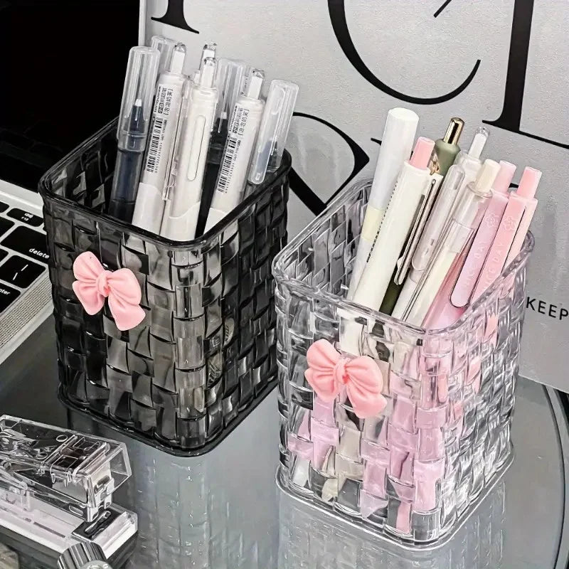 Clear Acrylic Desk Organizer with Bow Accent