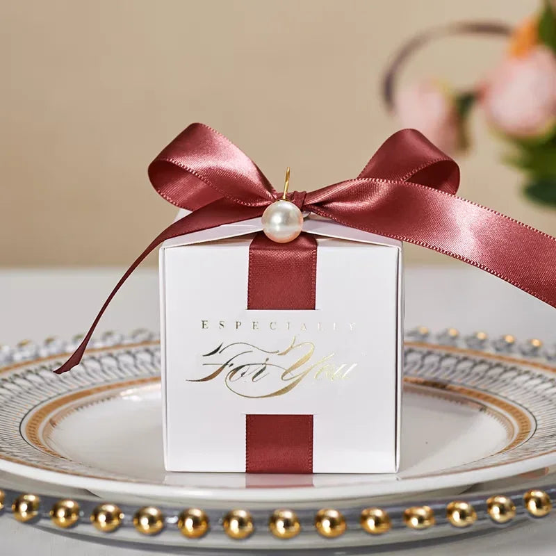 Wedding Favors Gift Box With Ribbon,Candy Chocolate Gift Boxes Souvenirs packing For Baby Shower Birthday Event Party Supplies