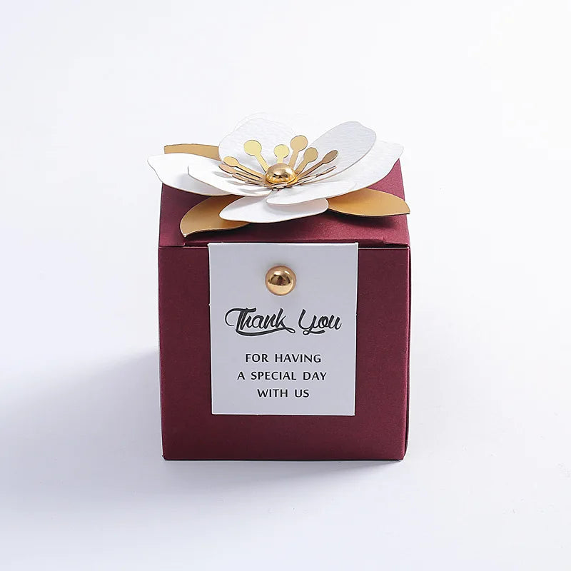 Creative Flower Square Wedding Candy Box Exquisite Little Flower Chocolate Box Holiday Party Banquet Anniversary Gift Box