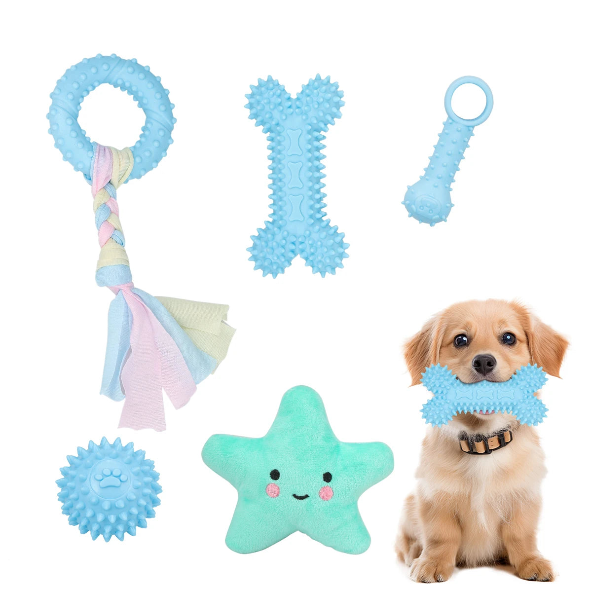 5-Pack Plush Teething Toys