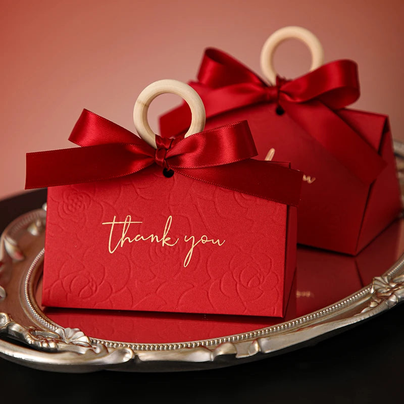 10 Pcs Wedding Candy Box Red Wedding Candy Gift Packaging Box DIY Creative Candy Box Birthday Favors Party Decor