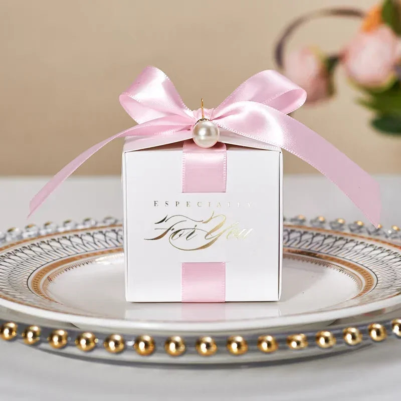 Wedding Favors Gift Box With Ribbon,Candy Chocolate Gift Boxes Souvenirs packing For Baby Shower Birthday Event Party Supplies